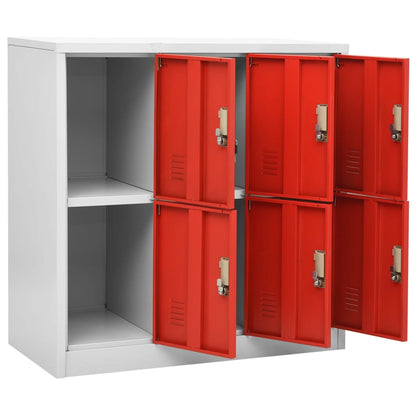 Locker Cabinets 5 pcs Light Grey and Red 90x45x92.5 cm Steel