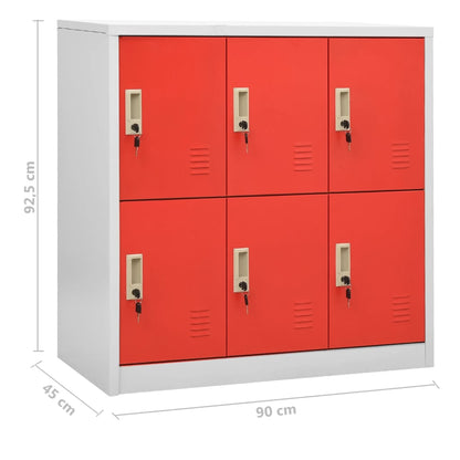 Locker Cabinets 5 pcs Light Grey and Red 90x45x92.5 cm Steel