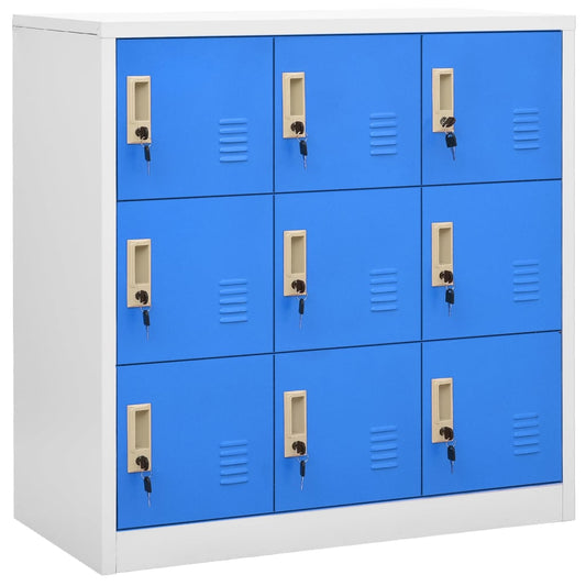Locker Cabinet | Set of 2 | Light grey and blue | Steel | Medium