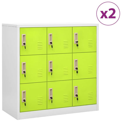 Locker Cabinet | Set of 2 | Light grey and green | Steel | Medium