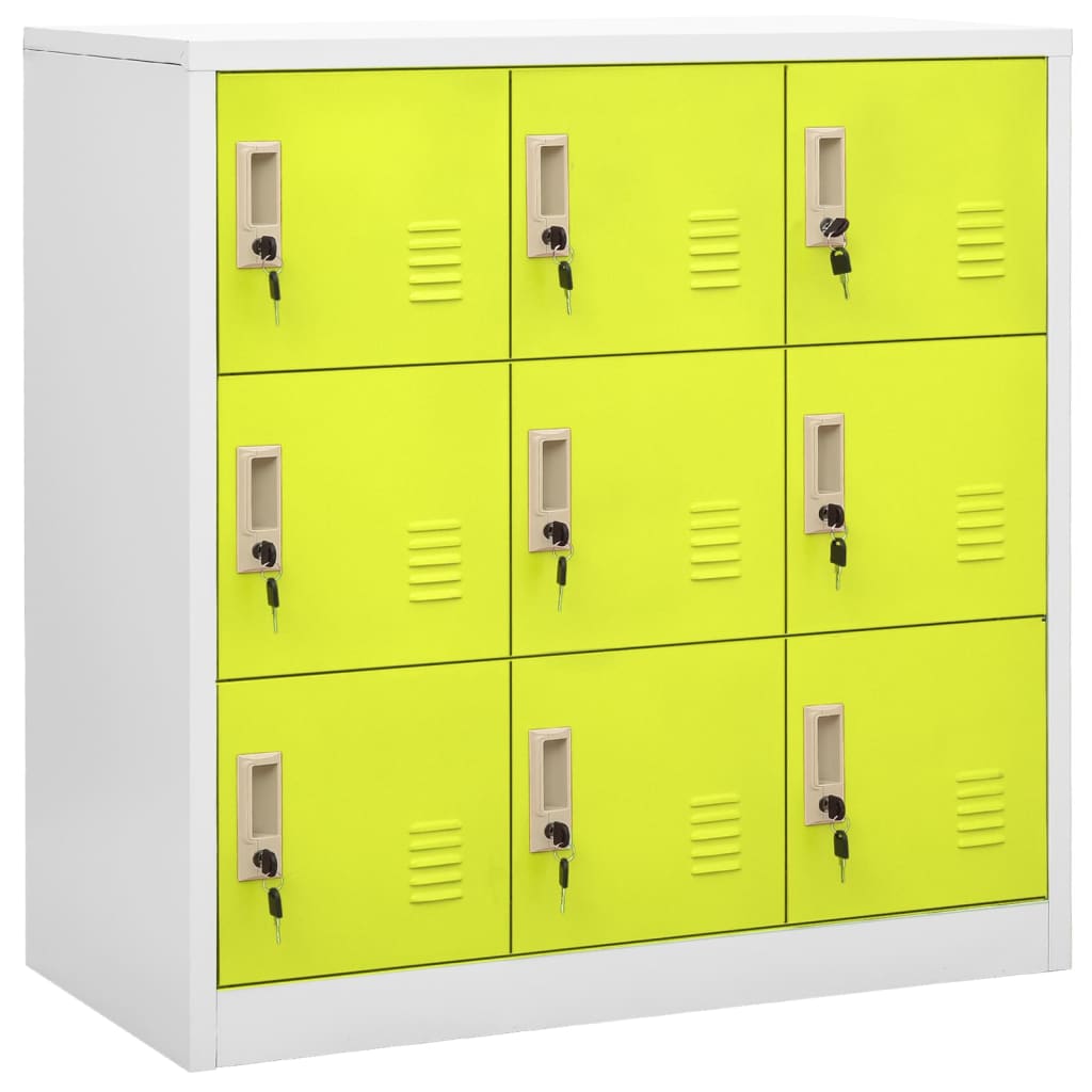 Locker Cabinet | Set of 2 | Light grey and green | Steel | Medium