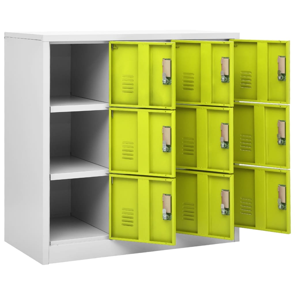 Locker Cabinet | Set of 2 | Light grey and green | Steel | Medium