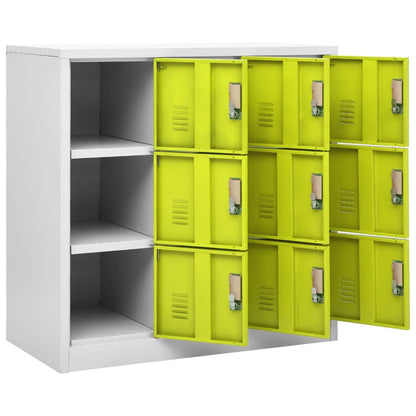 Locker Cabinet | Set of 2 | Light grey and green | Steel | Medium