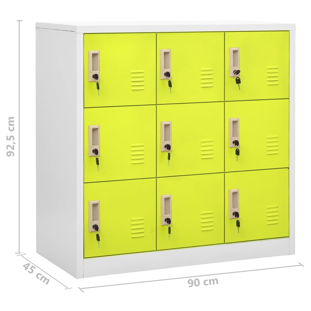 Locker Cabinet | Set of 2 | Light grey and green | Steel | Medium