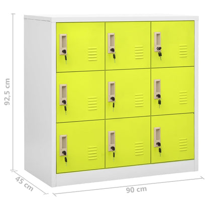 Locker Cabinet | Set of 2 | Light grey and green | Steel | Medium