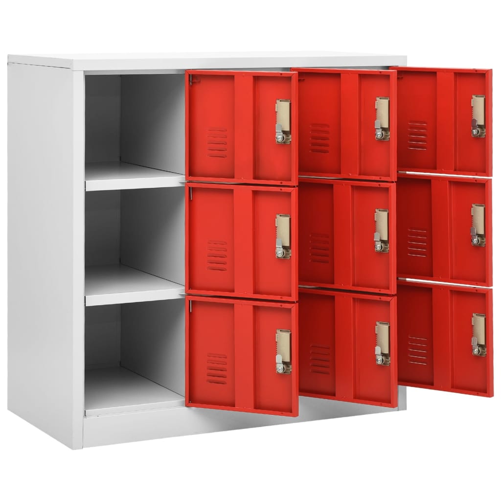Locker Cabinets 5 pcs Light Grey and Red 90x45x92.5 cm Steel