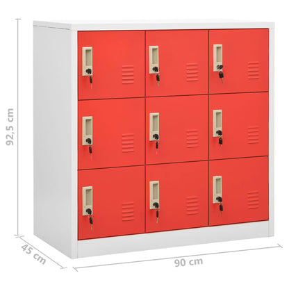 Locker Cabinets 5 pcs Light Grey and Red 90x45x92.5 cm Steel