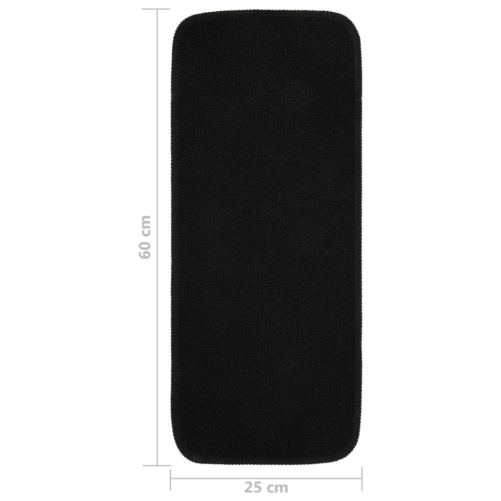 Stair Mat | Set of 15 | Black | Polypropylene | 60x25 cm | Stair Mat