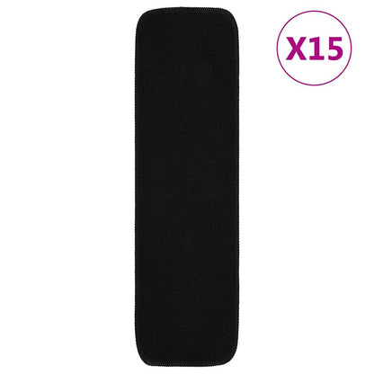 Anti Slip Stair Mats 15 pcs 75x20 cm Black Rectangular