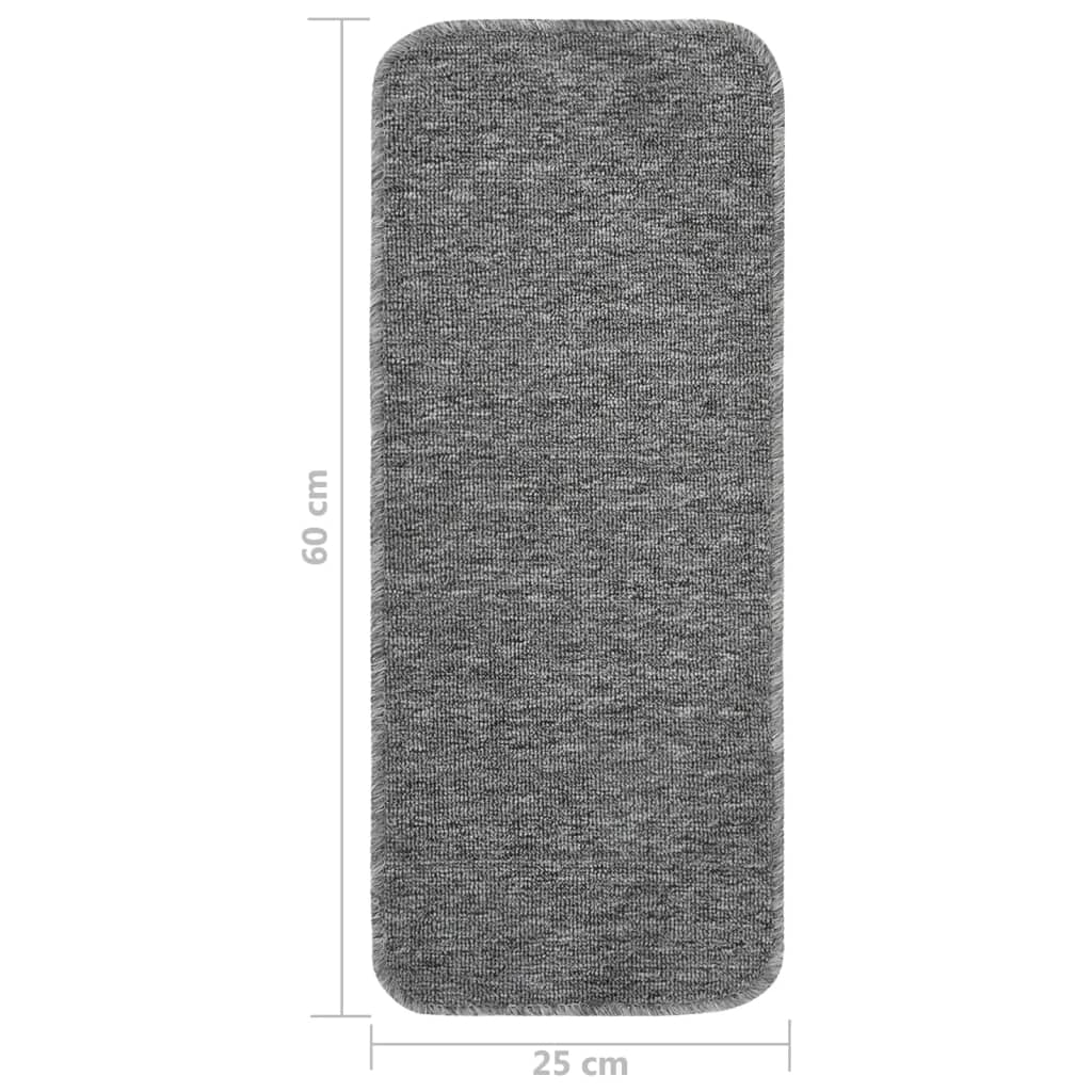 Anti Slip Stair Mats 15 pcs 60x25 cm Grey Rectangular
