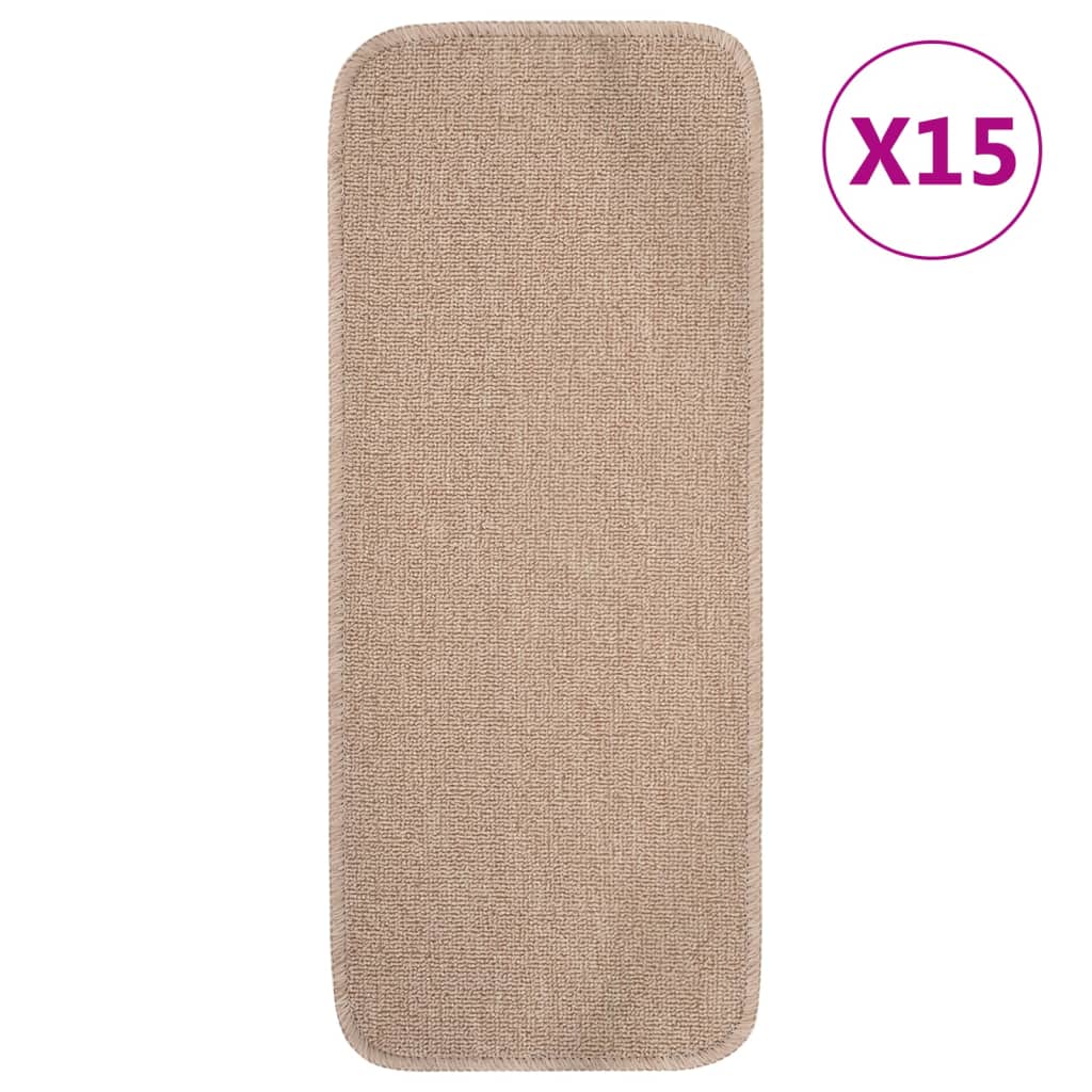 Stair Mat | Set of 15 | Beige | 100% Polypropylene | 60x25 cm | Stair Mat