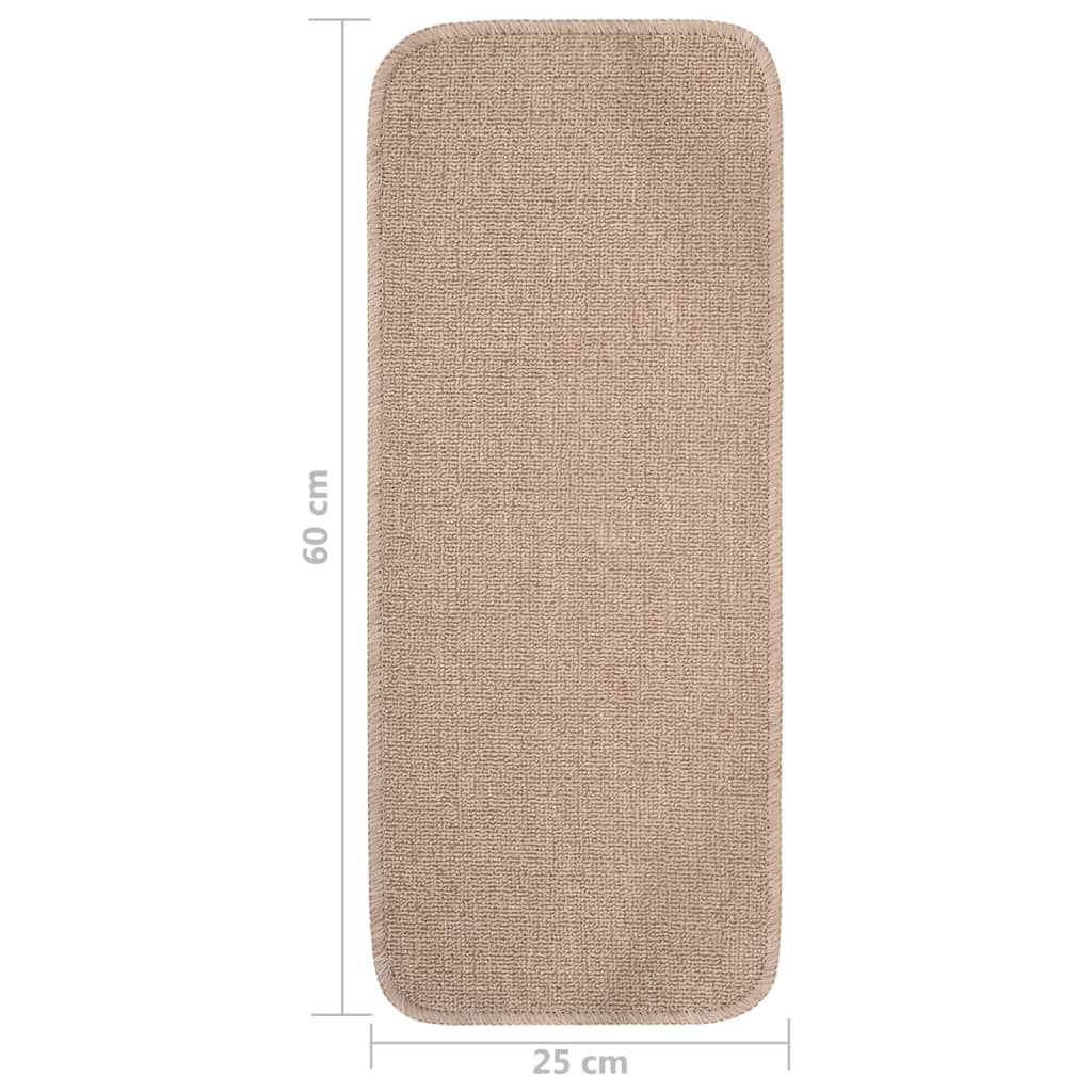 Stair Mat | Set of 15 | Beige | 100% Polypropylene | 60x25 cm | Stair Mat