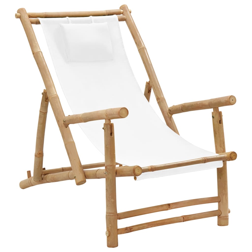 Deck Chair | Cream White | Bamboo, Canvas (100% Polyester) | Standard