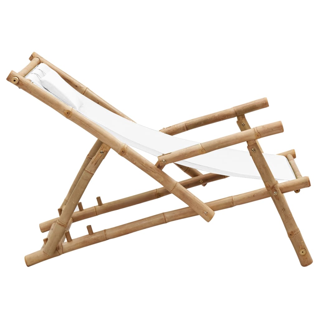 Deck Chair | Cream White | Bamboo, Canvas (100% Polyester) | Standard