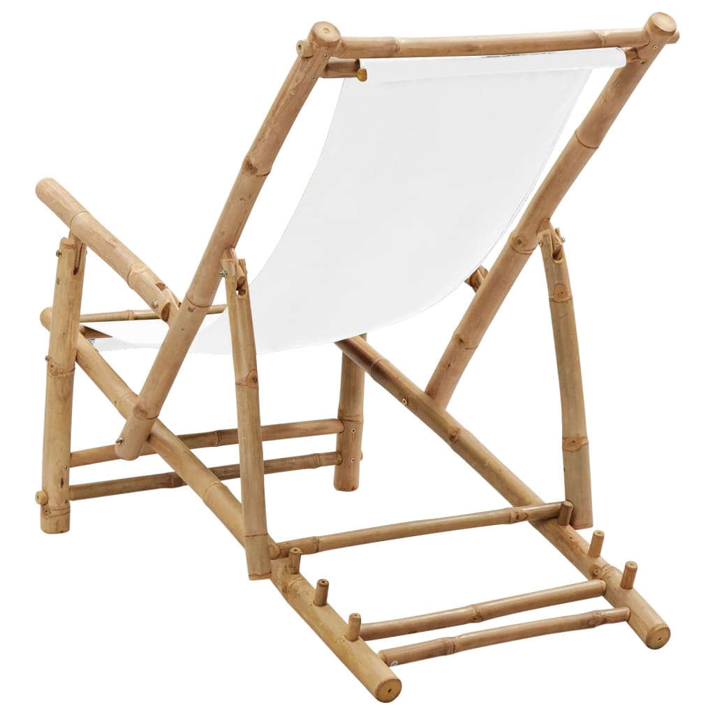 Deck Chair | Cream White | Bamboo, Canvas (100% Polyester) | Standard