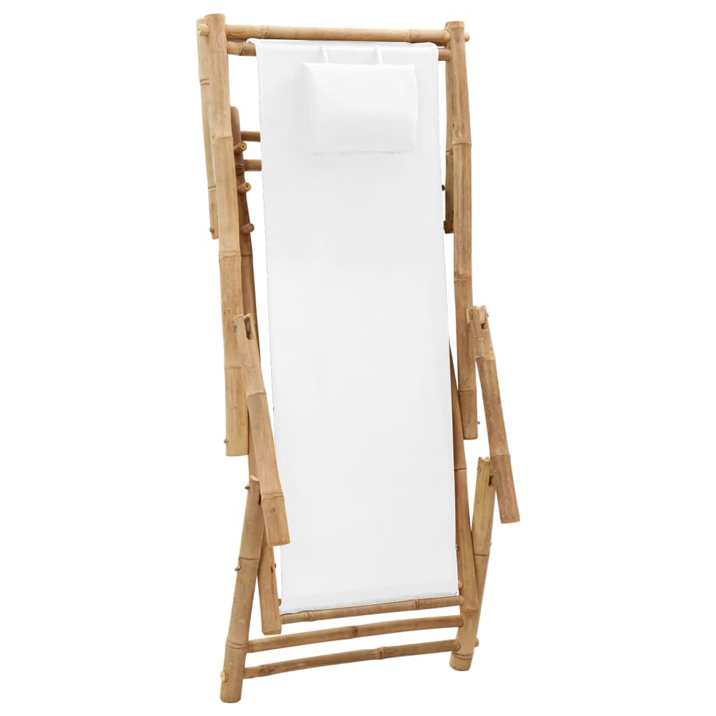 Deck Chair | Cream White | Bamboo, Canvas (100% Polyester) | Standard