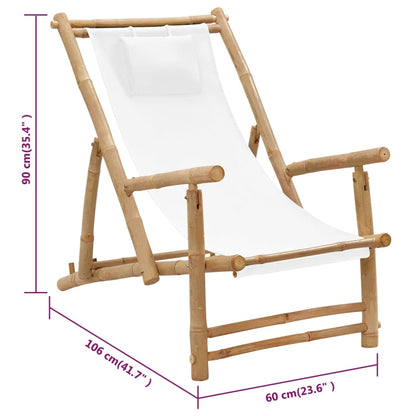 Deck Chair | Cream White | Bamboo, Canvas (100% Polyester) | Standard