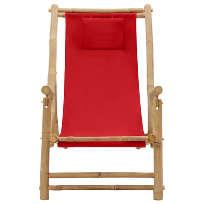 Deck Chair | Red | Bamboo, Canvas (100% polyester) | Standard | Foldable