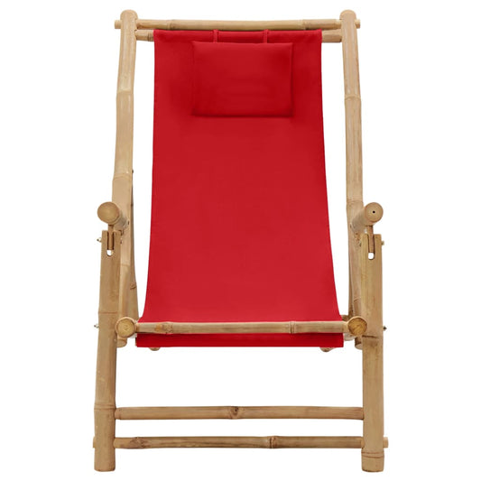 Deck Chair | Red | Bamboo, Canvas (100% polyester) | Standard | Foldable