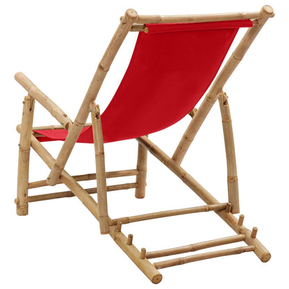 Deck Chair | Red | Bamboo, Canvas (100% polyester) | Standard | Foldable