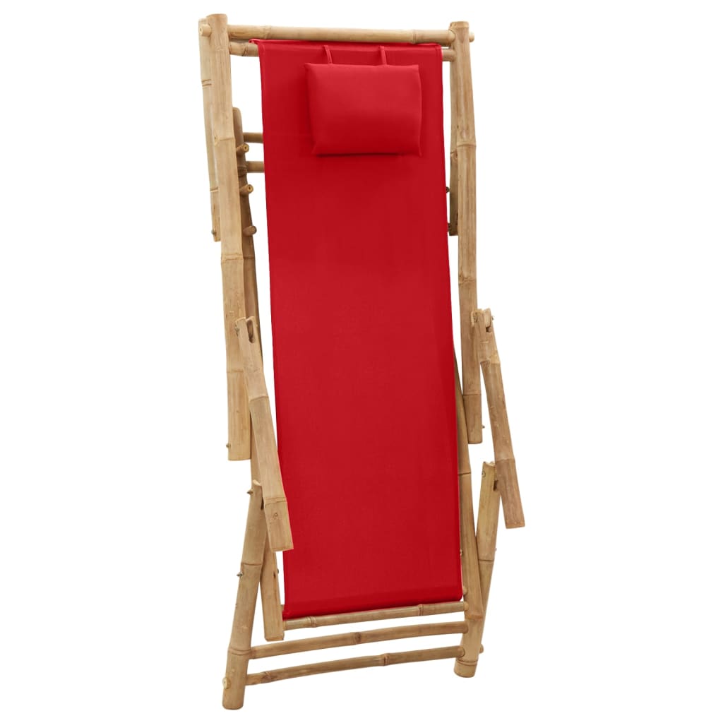 Deck Chair | Red | Bamboo, Canvas (100% polyester) | Standard | Foldable