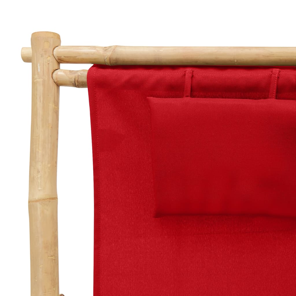Deck Chair | Red | Bamboo, Canvas (100% polyester) | Standard | Foldable