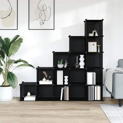 Storage Cube Organiser with 15 Cubes Black PP