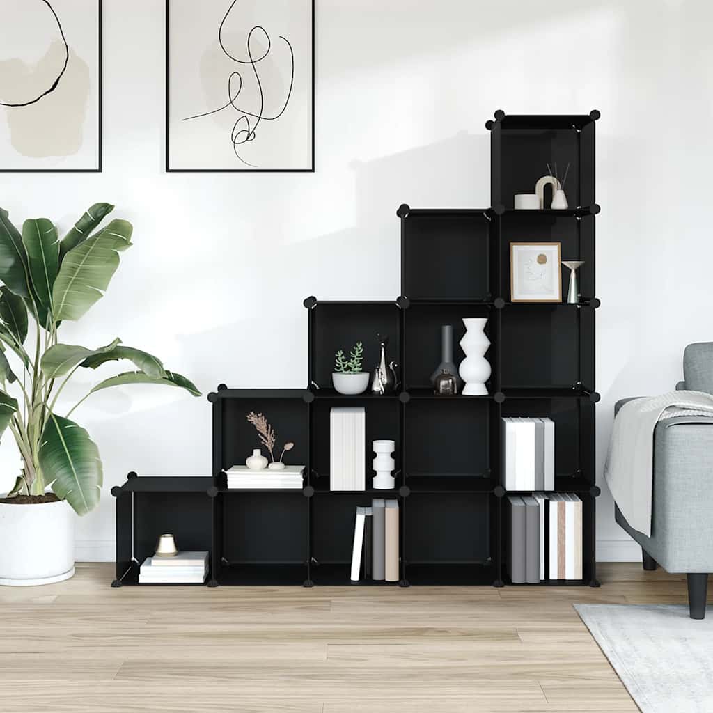 Storage Cube Organiser | Black | PP Plastic | 155 x 32 x 153.5 cm