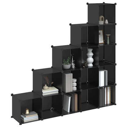 Storage Cube Organiser | Black | PP Plastic | 155 x 32 x 153.5 cm