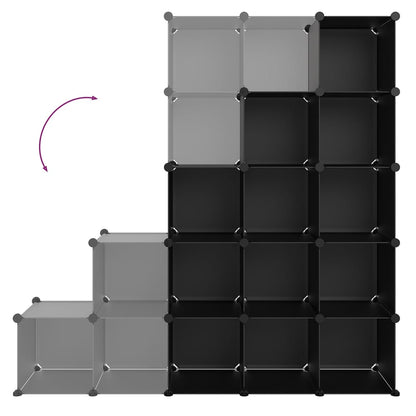 Storage Cube Organiser | Black | PP Plastic | 155 x 32 x 153.5 cm
