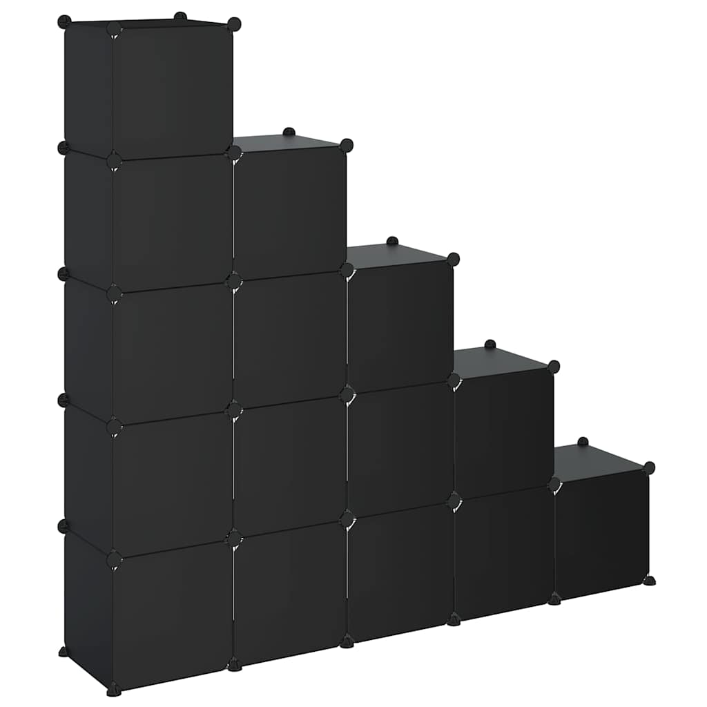 Storage Cube Organiser with 15 Cubes Black PP