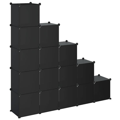 Storage Cube Organiser with 15 Cubes Black PP