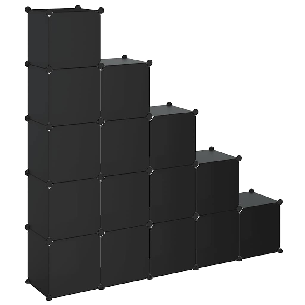Storage Cube Organiser with 15 Cubes Black PP