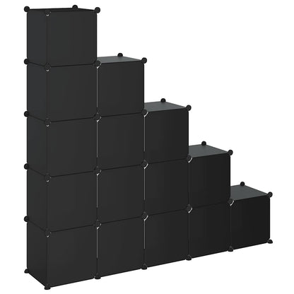 Storage Cube Organiser with 15 Cubes Black PP