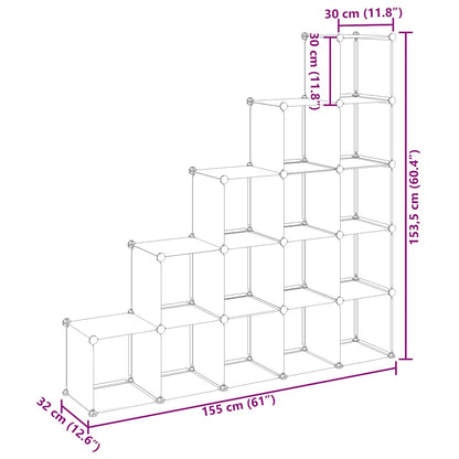 Storage Cube Organiser | Black | PP Plastic | 155 x 32 x 153.5 cm