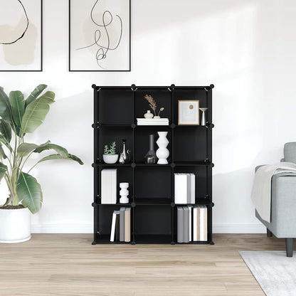 Storage Cube Organiser with 12 Cubes Black PP