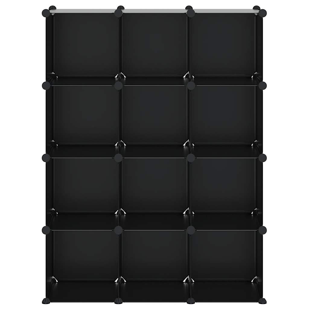 Storage Cube Organiser with 12 Cubes Black PP