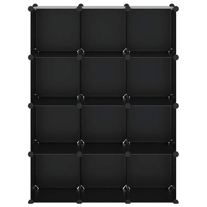 Storage Cube Organiser with 12 Cubes Black PP