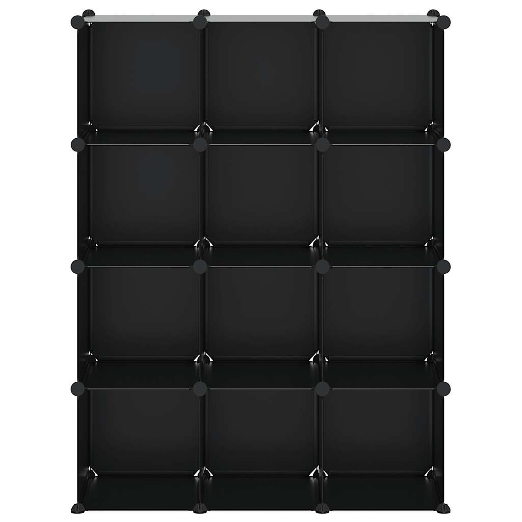 Storage Cube Organiser with 12 Cubes Black PP