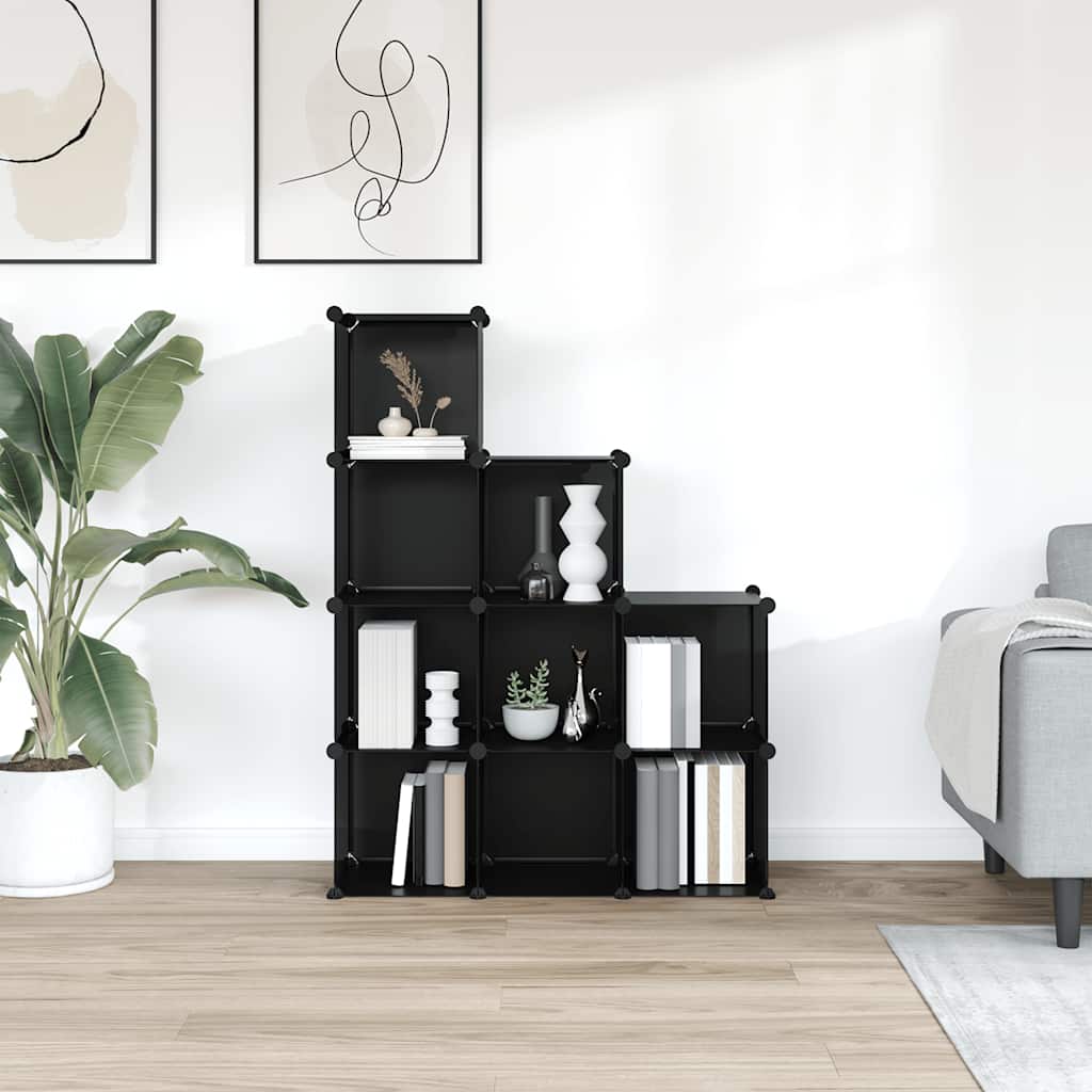 Storage Cube Organiser with 9 Cubes Black PP