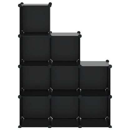 Storage Cube Organiser with 9 Cubes Black PP