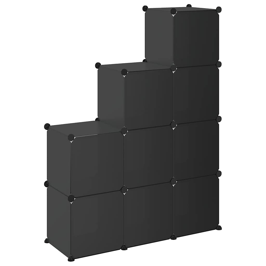 Storage Cube Organiser with 9 Cubes Black PP