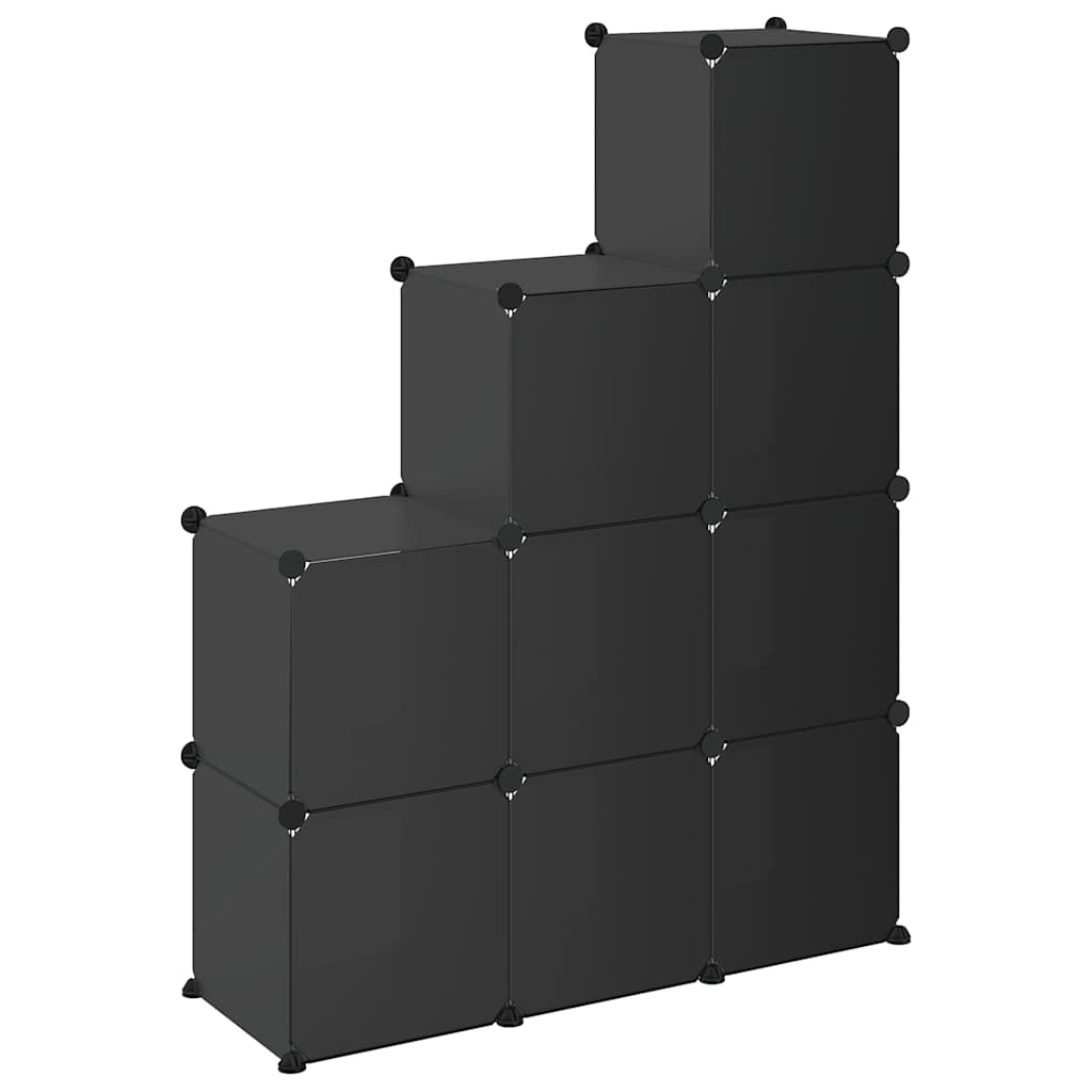 Storage Cube Organiser with 9 Cubes Black PP