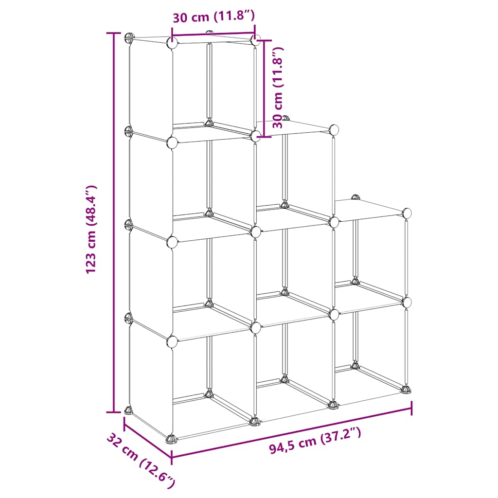 Storage Cube Organiser with 9 Cubes Black PP