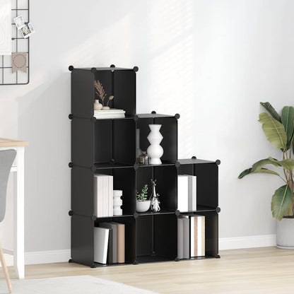 Storage Cube Organiser with 9 Cubes Black PP