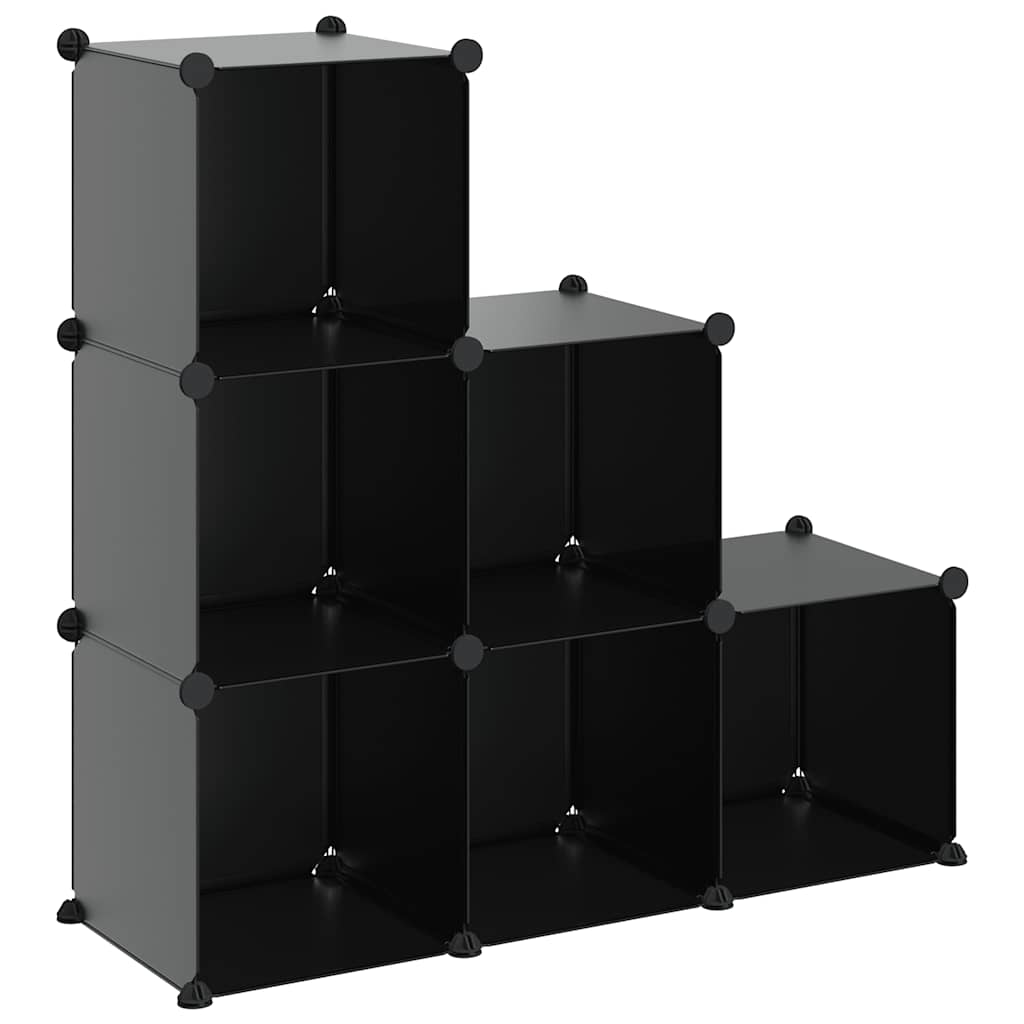 Storage Cube Organiser with 6 Cubes Black PP