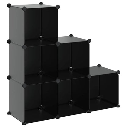 Storage Cube Organiser with 6 Cubes Black PP
