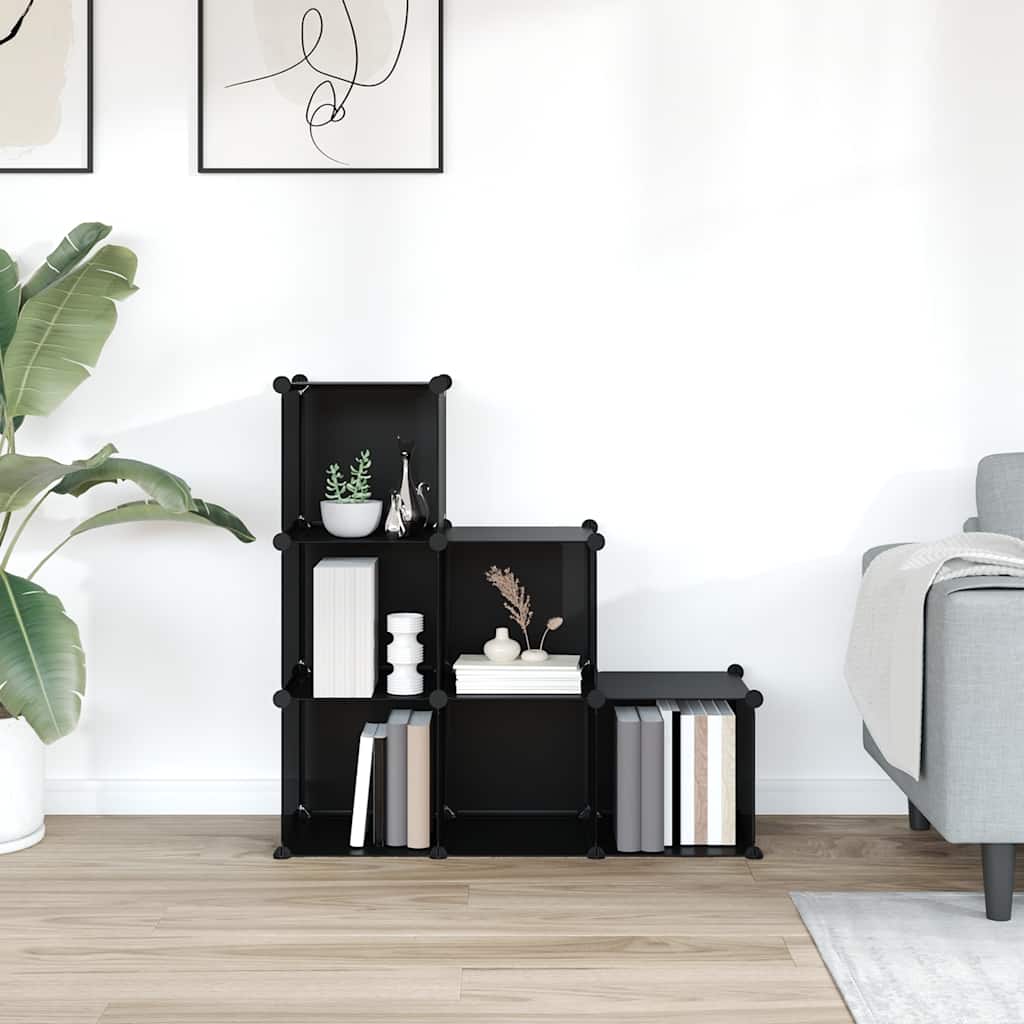 Storage Cube Organiser with 6 Cubes Black PP