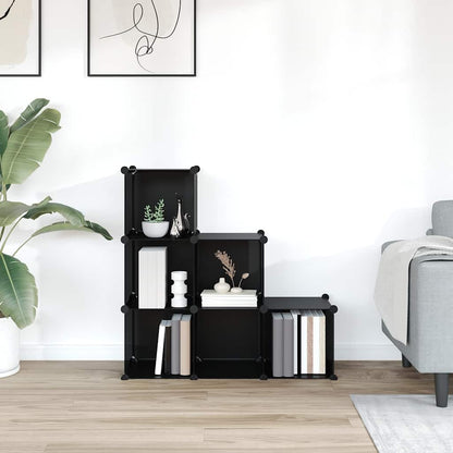 Storage Cube Organiser with 6 Cubes Black PP