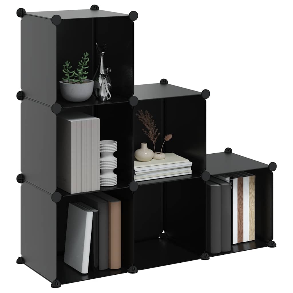 Storage Cube Organiser with 6 Cubes Black PP